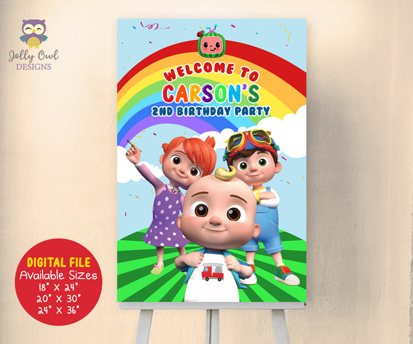 Cocomelon Birthday Party Welcome Sign - Personalized Printable Digital File