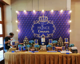 Prince Crown Blue and Gold Backdrop
