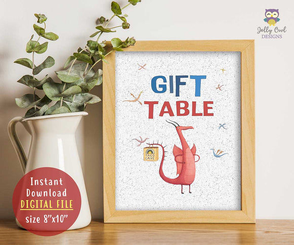 Dragons Love Tacos Birthday Party Sign - Gift Table