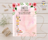 Floral Watercolor Themed Bridal Shower game - Emoji Pictionary