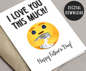 Funny Happy Father's Day Card showing Emoji Hug | Greeting card during Pandemic,Isolation, Social Distancing, Lockdown