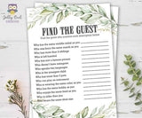 Botanical Greenery Bridal Shower Game - Find The Guest