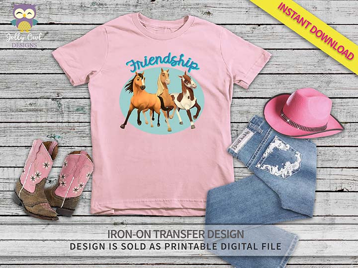 Spirit Riding Free Iron On Transfer Shirt Design / Friendship – Jolly Owl Designs for Free Printable Iron On Tshirt Transfers