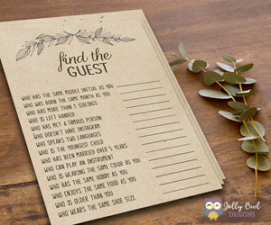 Rustic Themed Bridal Shower - Find The Guest game