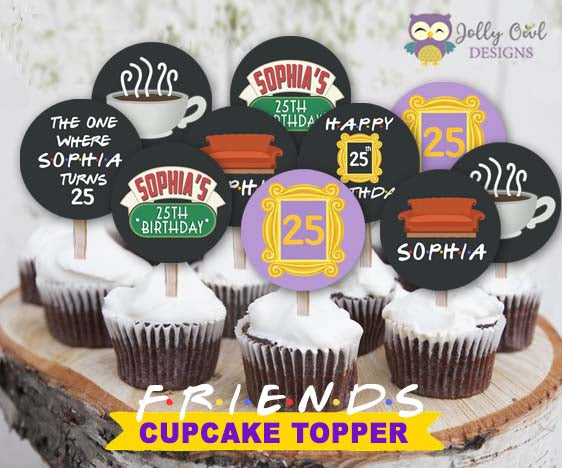 Friends TV Cupcake Toppers - Personalized Birthday Party Circles ...