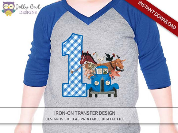 Little Blue Truck Iron On Transfer Shirt Design / 1st Birthday / For Age 1