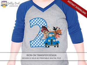 Little Blue Truck Iron On Transfer Shirt Design 2nd Birthday / Age 2