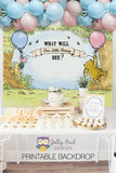 What Will It Bee? What Will Our Little Honey Bee?- A Classic Winnie The Pooh Gender Reveal Backdrop Decoration - Digital Printable