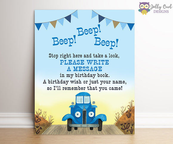 Little Blue Truck Birthday Party Signs - Guestbook Signature