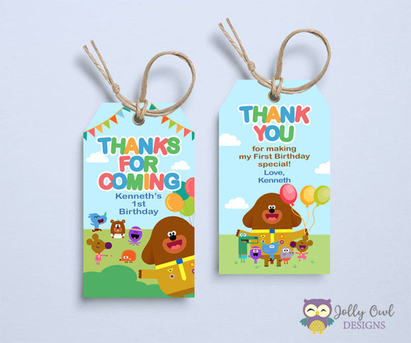 Hey Duggee Thank You and Favor Tag - Personalized Digital File