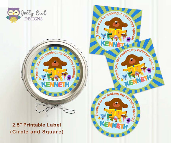 Hey Duggee Birthday Personalized Thank You Labels