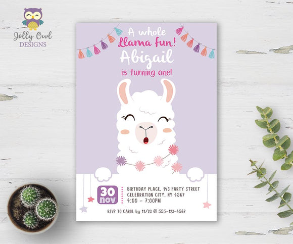 Llama Birthday Party Invitation