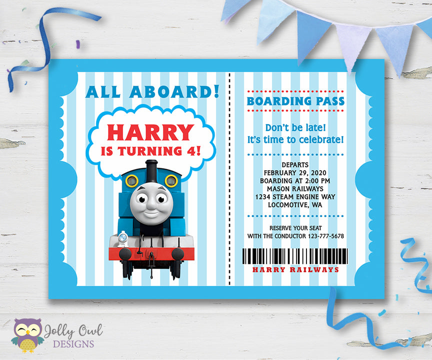 Thomas The Train Birthday Party Invitation – Jolly Owl Designs