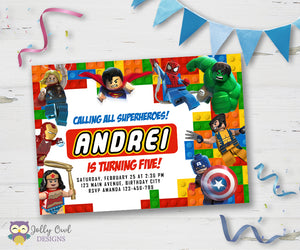 Lego Marvel Birthday Party Invitation