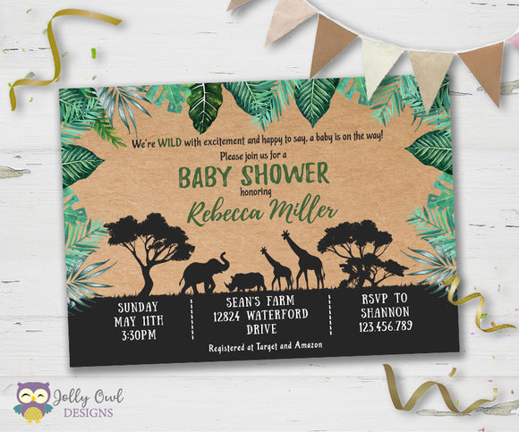 Safari Themed Baby Shower Party Invitation