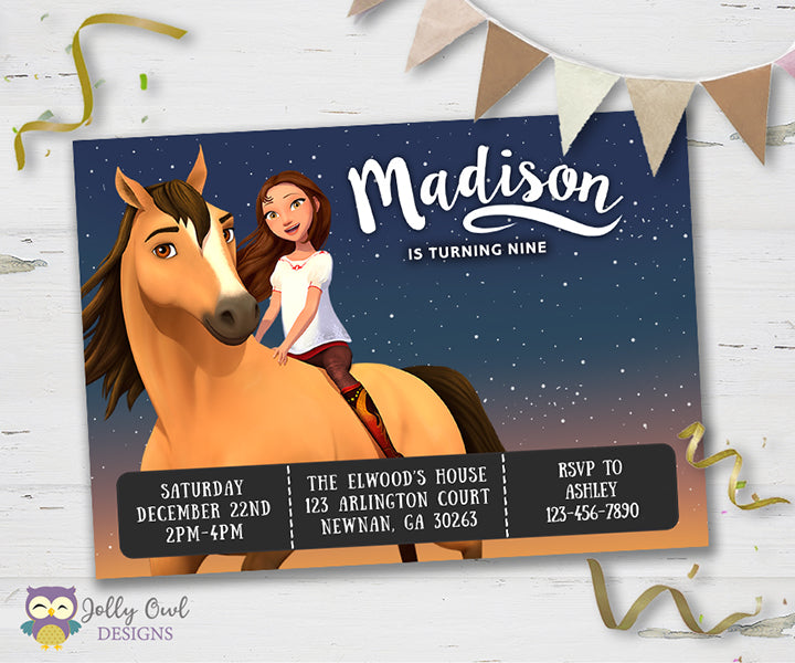 SPIRIT RIDING FREE Birthday Party Invitation – Jolly Owl Designs spirit-riding-free-birthday-party-invitation-jolly-owl-designs