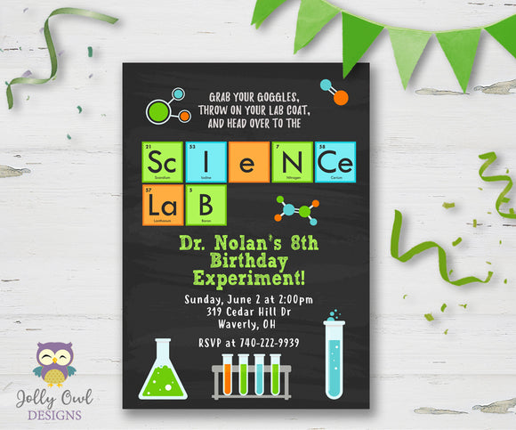 Color Lab Invitation Science Laboratory Birthday Party Invitation – Jolly Owl Designs