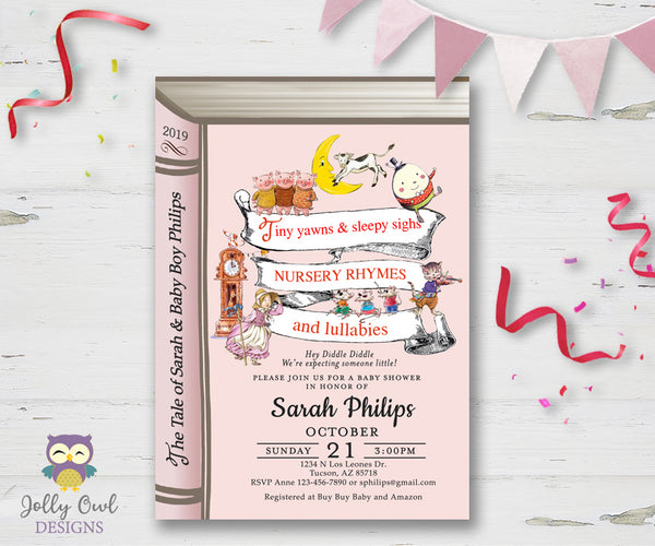 Nursery rhyme baby shower sales invitations