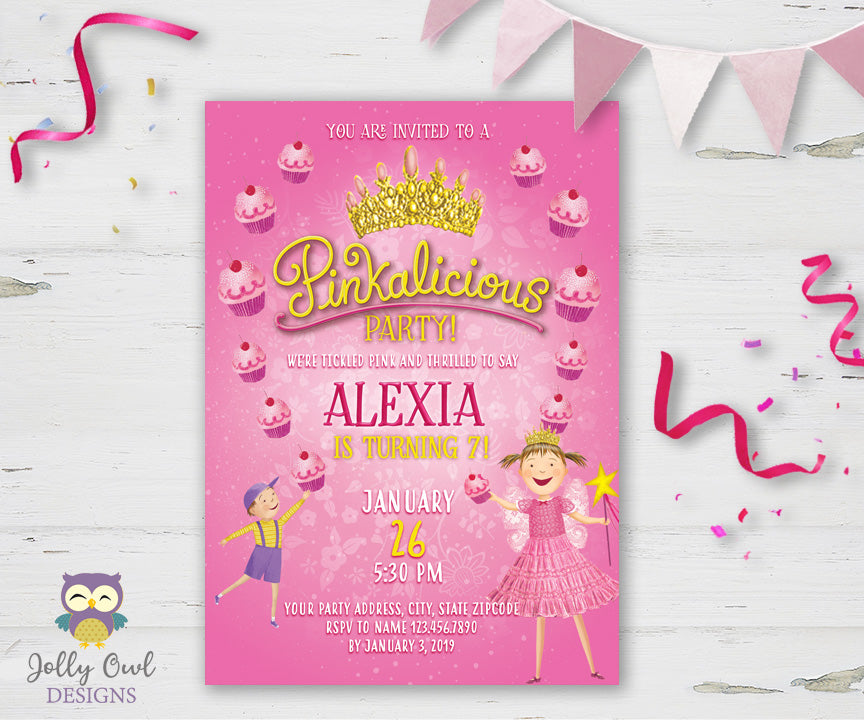 Pinkalicious Birthday Party Invitation – Jolly Owl Designs