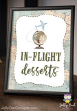 In Flight Desserts Table Sign - Printable Signage for Vintage Travel Theme Baby Shower, Birthday, Retirement, Bridal Shower, Bachelorette, Farewell Party