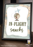 In Flight Snacks Table Sign - Printable Signage for Vintage Travel Theme Baby Shower