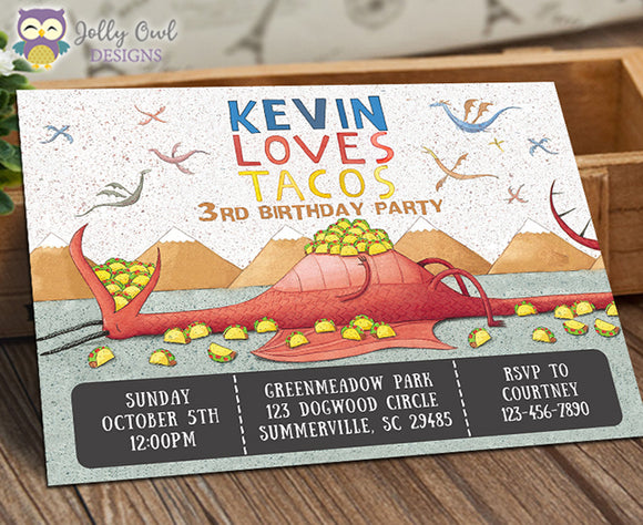 Dragons Love Tacos Party Invitation