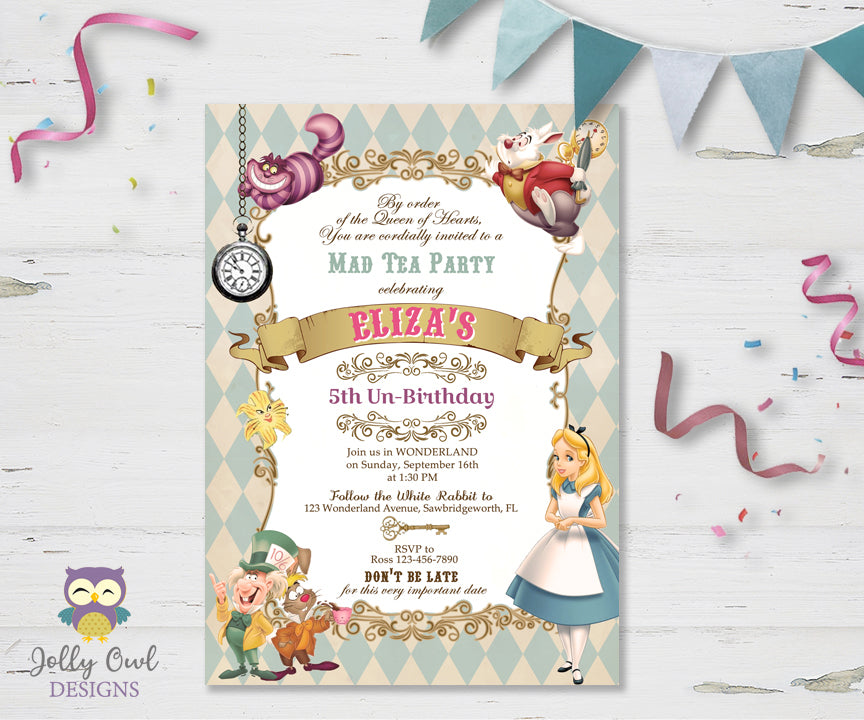 alice-in-wonderland-birthday-party-invitation-jolly-owl-designs for Free Printable Alice In Wonderland Invitations Alice In Wonderland Birthday Party Invitation – Jolly Owl Designs for Free Printable Alice In Wonderland Invitations