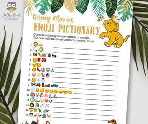Jungle Safari Lion King Baby Shower - Disney Movies Emoji Pictionary Game