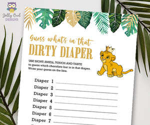 Jungle Safari Lion King Baby Shower - Dirty Diaper Game Activity