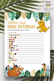 Jungle Safari Lion King Baby Shower - Book Emoji Pictionary Game