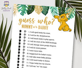 Jungle Safari Lion King Baby Shower - Guess Who? Mommy Or Daddy Game
