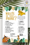 Jungle Safari Lion King Baby Shower - What's In Your Phone Game