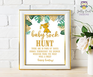 Printable Baby Sock Hunt Sign - Lion King themed Baby Shower