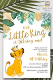 The Lion King Birthday Party Invitation - Green Gold Tropical Safari