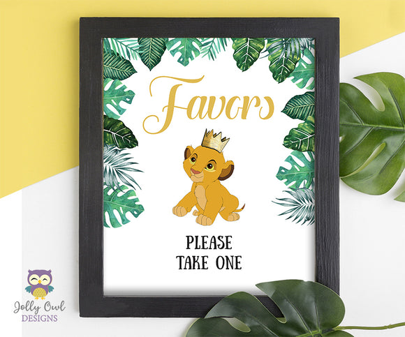 Lion King Party Baby Shower or Birthday Party - Printable Party Favors Sign
