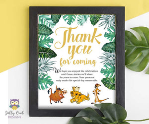 Lion King Jungle Safari for Baby Shower or Birthday Party - Printable Thank You Signage