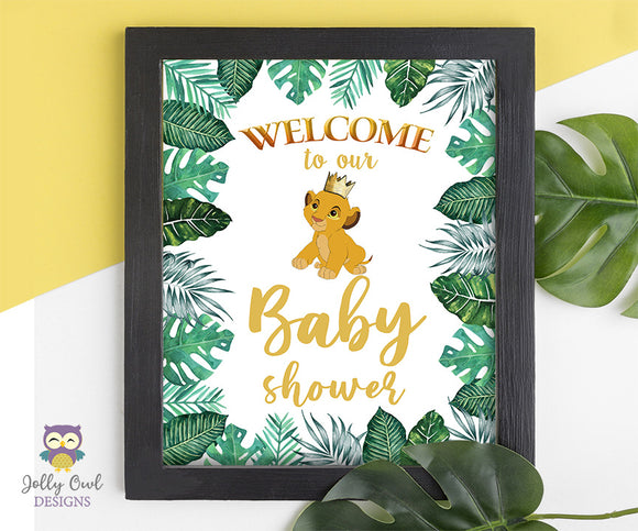 Lion King Jungle Safari for Baby Shower or Birthday Party - Printable Welcome Signage