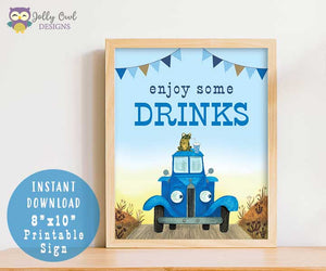 Little Blue Truck Birthday Party Signs - Enjoy Some Drink Sign
