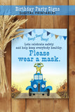 Little Blue Truck Birthday Party Signs - Please Wear A Mask-Facemask