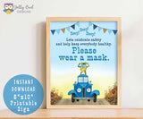 Little Blue Truck Birthday Party Signs - Please Wear A Mask-Facemask