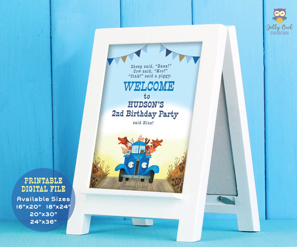 Little Blue Truck Birthday Party Personalized Welcome Sign