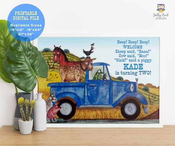 Little Blue Truck Birthday Party - Personalized Welcome Sign