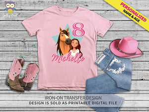 Spirit Riding Free Iron On Transfer Shirt Design / Personalized Name and Age