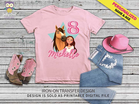 Spirit Riding Free Iron On Transfer Shirt Design / Personalized Name and Age