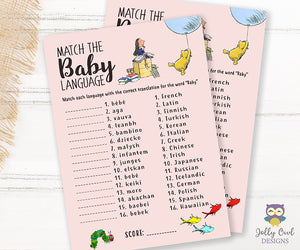 Book Themed Baby Shower - Language Game