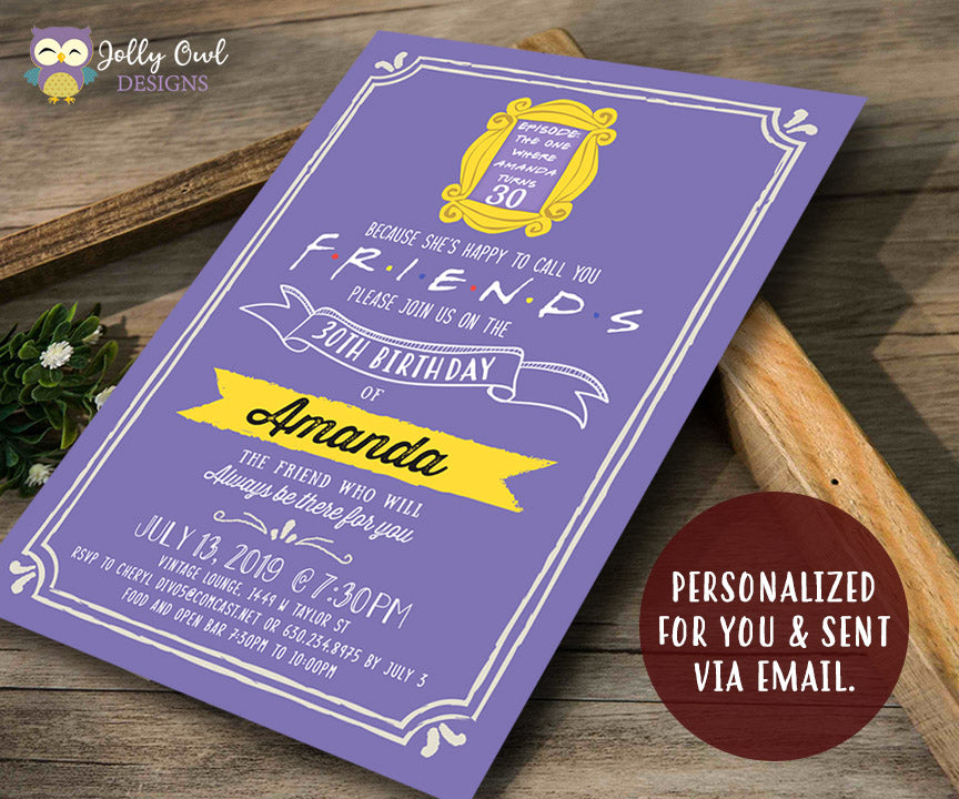 FRIENDS TV Show Party Invitation – Jolly Owl Designs friends-tv-show-party-invitation-jolly-owl-designs