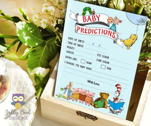 Book Themed Baby Shower Card - Baby Predictions