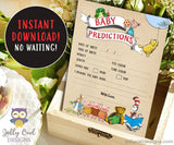 Book Themed Baby Shower Card - Baby Predictions