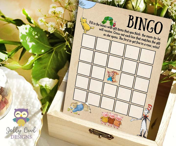 Baby Shower Bingo Game Owl Theme Girl or Boy INSTANT DOWNLOAD Set