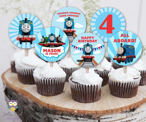 Cupcake Toppers for Thomas The Train Birthday Party